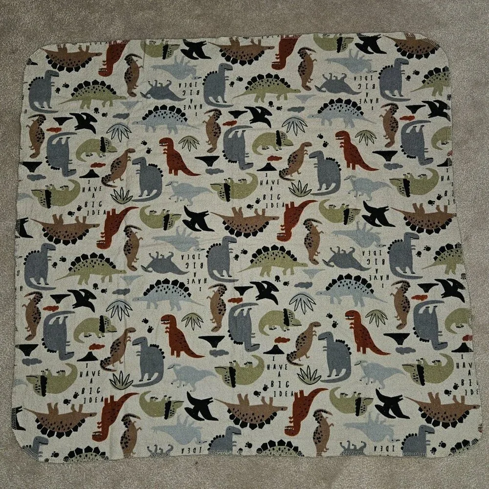 Gerber Tan Dinosaur Receiving Blanket 100% Cotton Brown Volcano I Have Big Idea